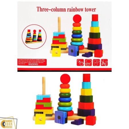Three column shape set of rainbow tower