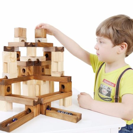 مجموعة مكعبات بناء مسار wood marbles building