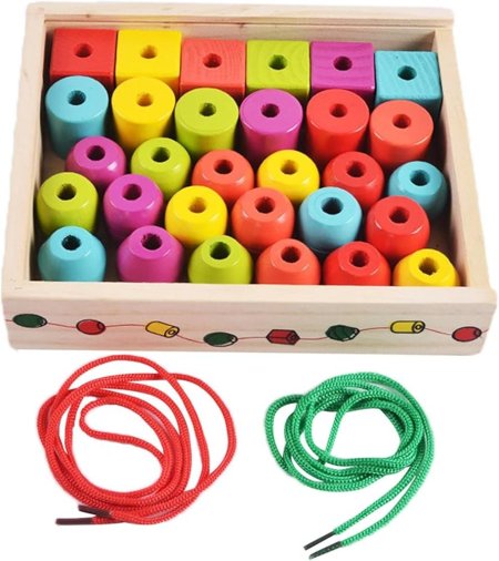 مكعبات بناء خشبية مع حبل Shape building blocks